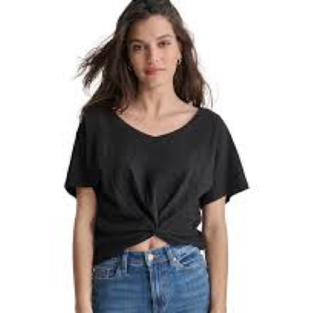 Dkny Black Women's knotted front Top xs